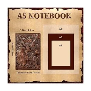 Diario de dragón de cuero en relieve con bolígrafo diario_3