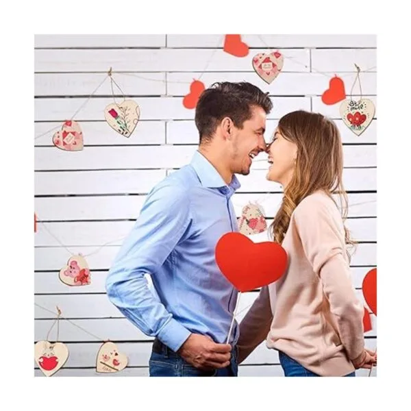 MGParty 60 piezas de rebanadas de madera de corazón_6