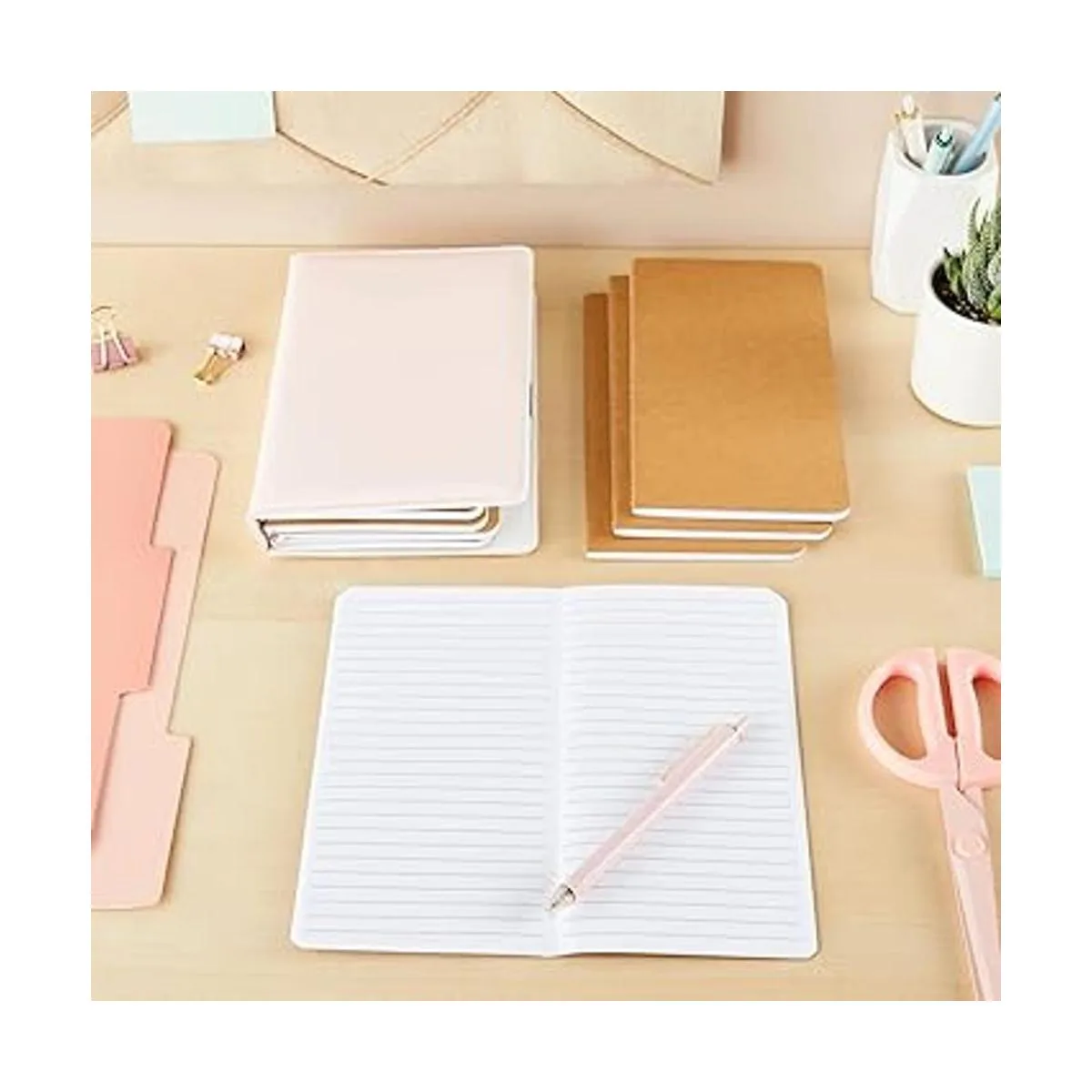 Paquete de 12 cuadernos de papel Kraft diarios forrados_2