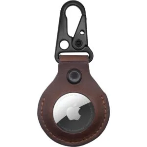 KORDIZ Funda de cuero para AirTag con cierre y llavero_1