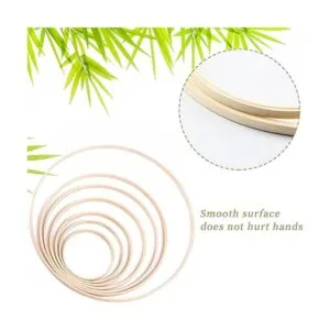 ZABARE 20 Pcs Wooden Hoops for CraftsWooden Bamboo Floral_3