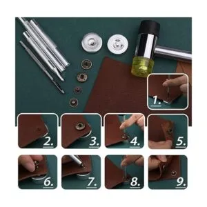 Yizzvb Kit de 320 remaches de cuero 60 sujetadores de_5