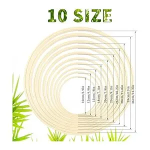 ZABARE 20 Pcs Wooden Hoops for CraftsWooden Bamboo Floral_2