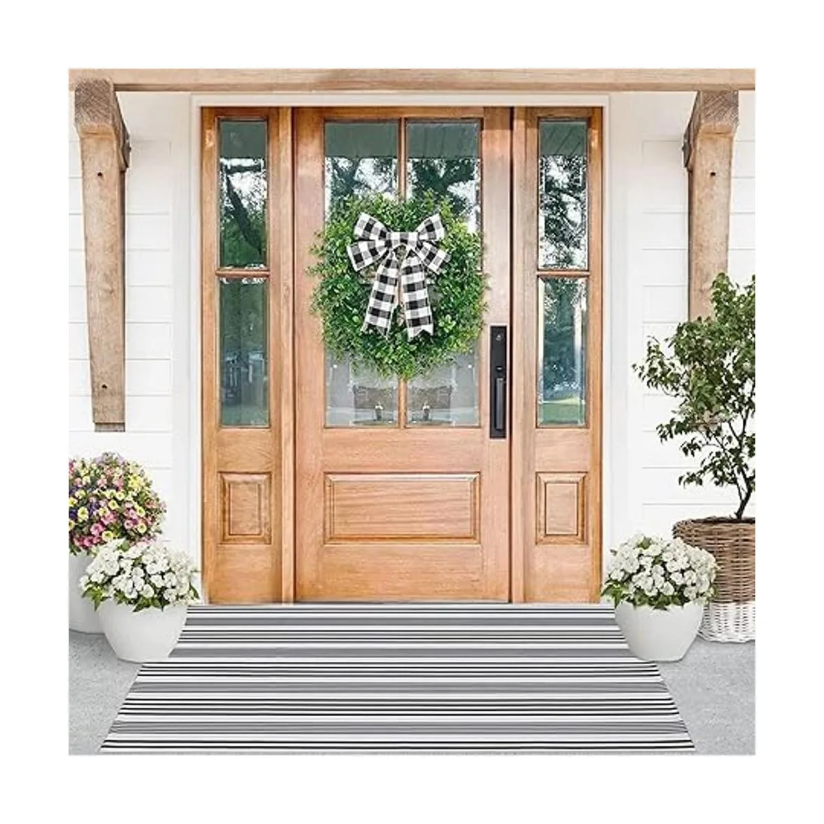 KaHouen Alfombra de rayas blancas y negras para_2