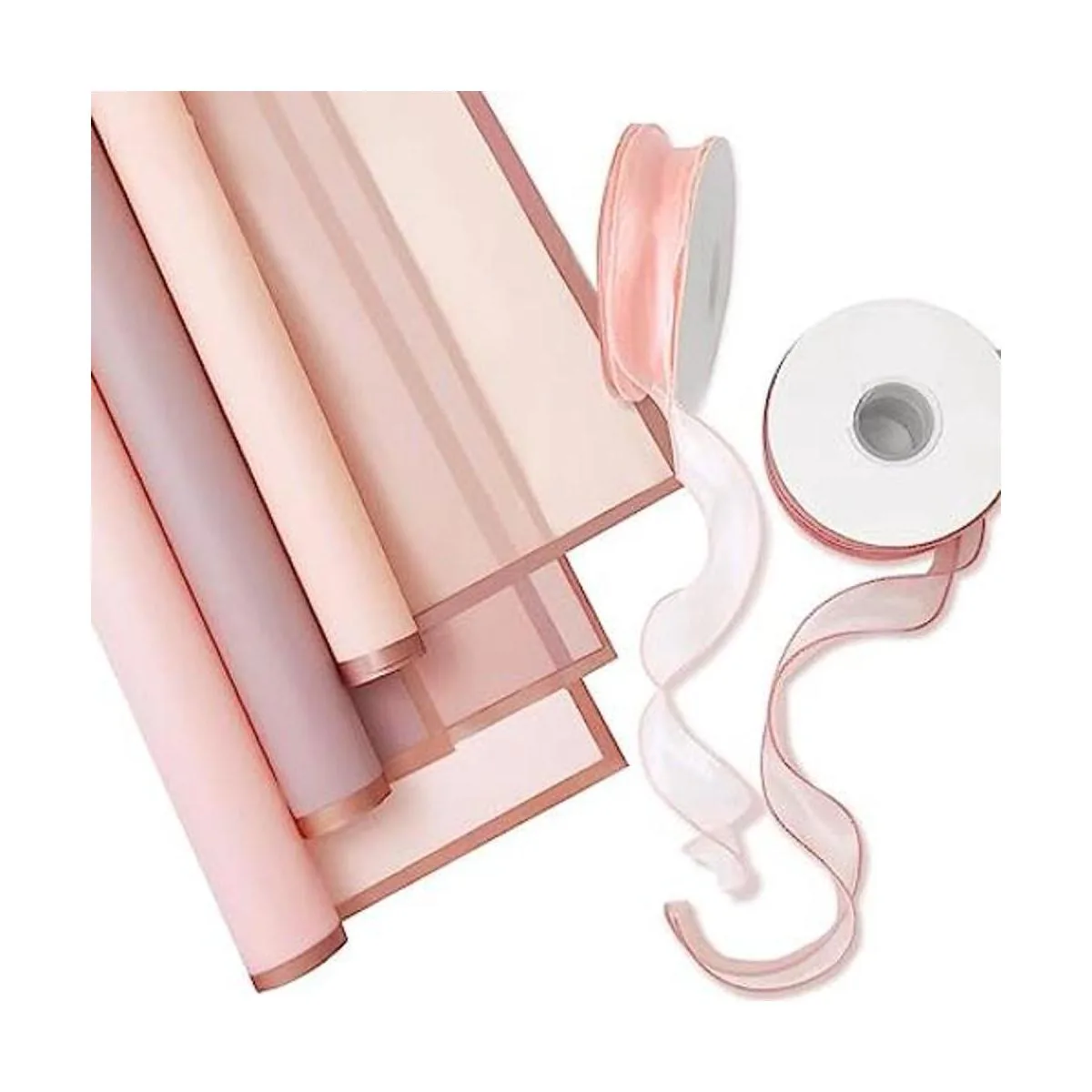 60 hojas de papel de regalo de flores translúcido borde_1