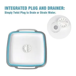 Lavabo plegable con asas de transporte de tapón de drenaje_2