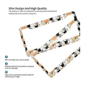 Marcos de matrícula con patrón de gato paquete de 2 2_3