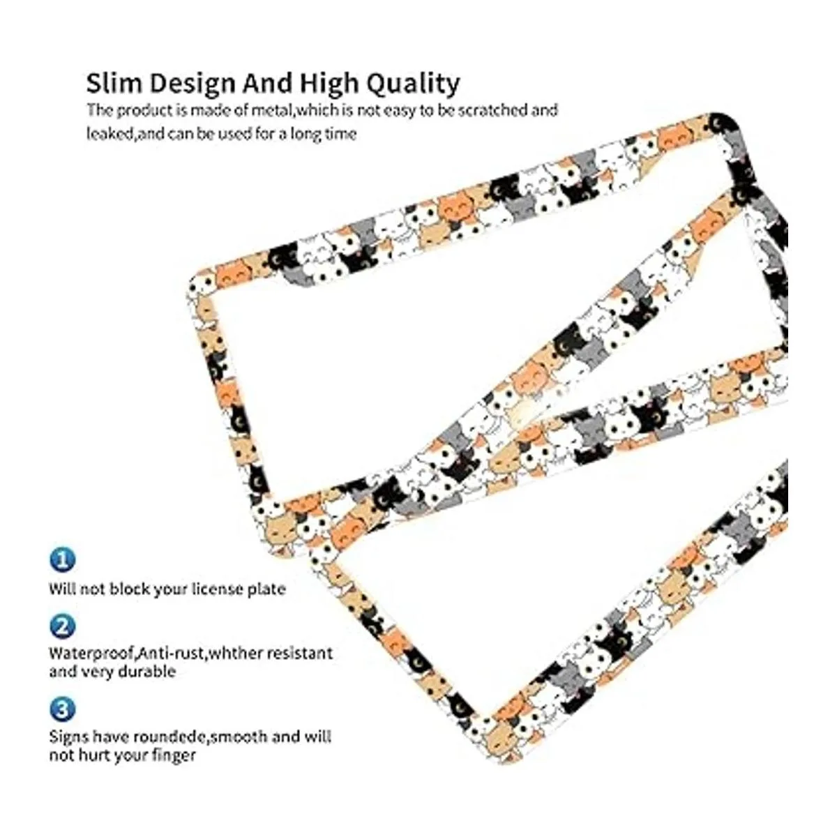 Marcos de matrícula con patrón de gato paquete de 2 2_3