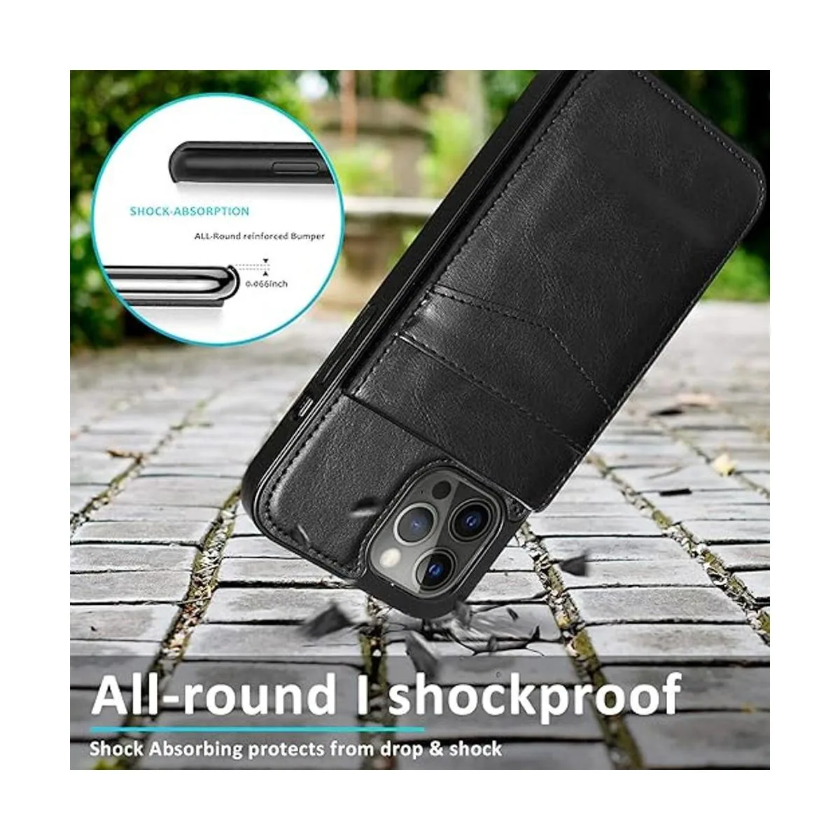 Seabaras Funda tipo cartera para iPhone 13 con tarjetero_5