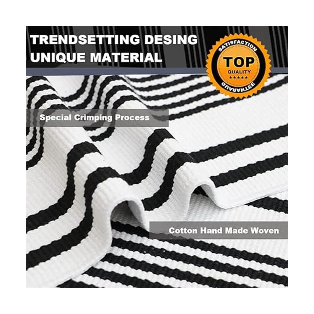 KaHouen Alfombra de rayas blancas y negras para_5