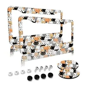 Marcos de matrícula con patrón de gato paquete de 2 2_1