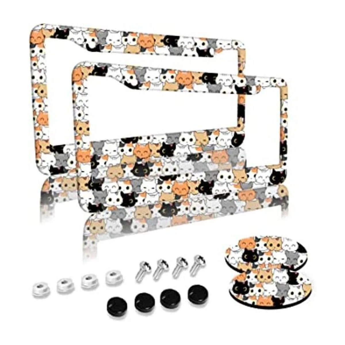 Marcos de matrícula con patrón de gato paquete de 2 2_1