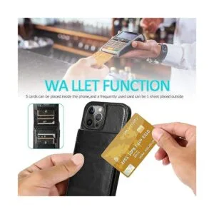 Seabaras Funda tipo cartera para iPhone 13 con tarjetero_3