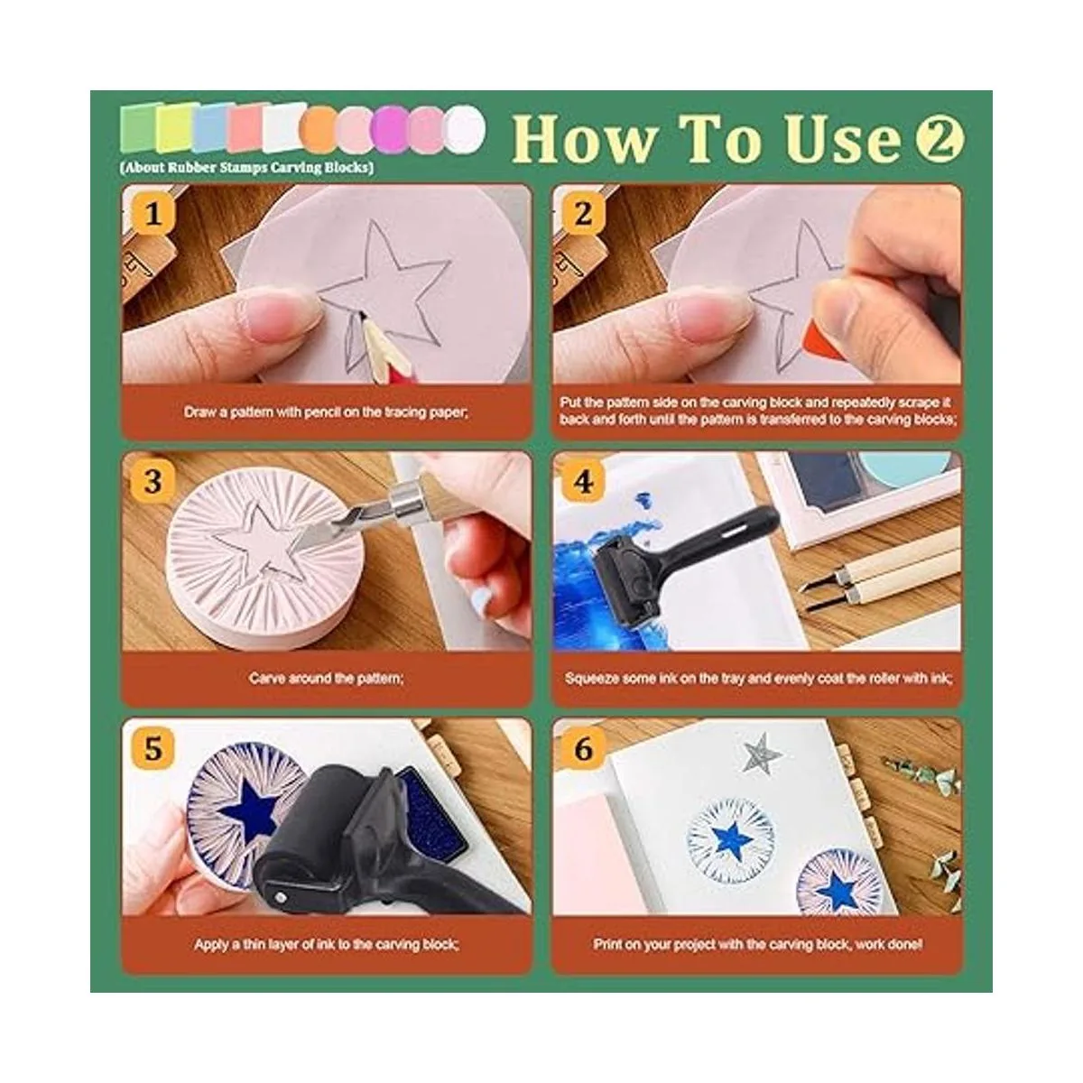 Keadic Lote de 12 sellos de goma mezclados planos_6