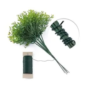 Paquete de 8 alambres de paleta de flores verdes de_6