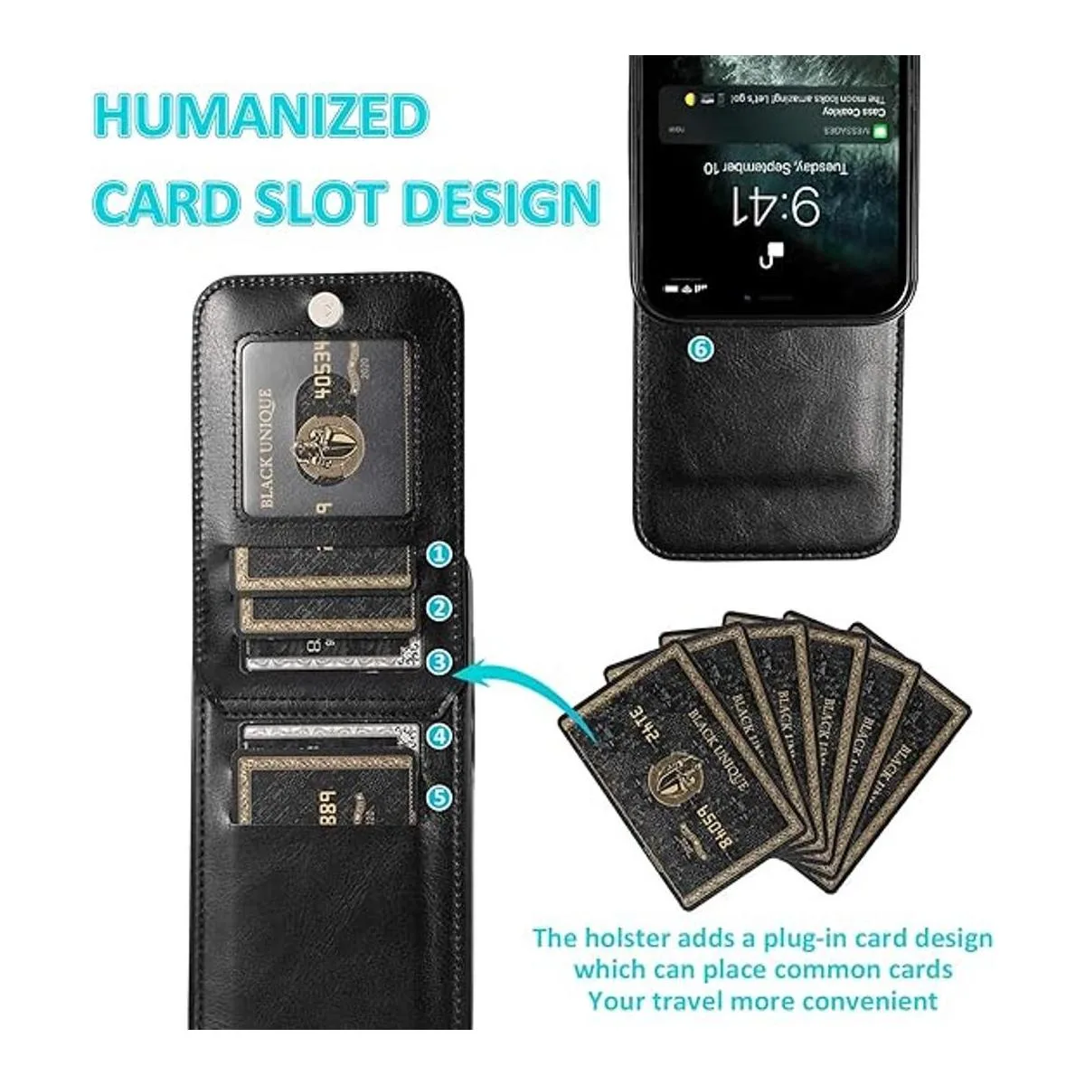 Seabaras Funda tipo cartera para iPhone 13 con tarjetero_4