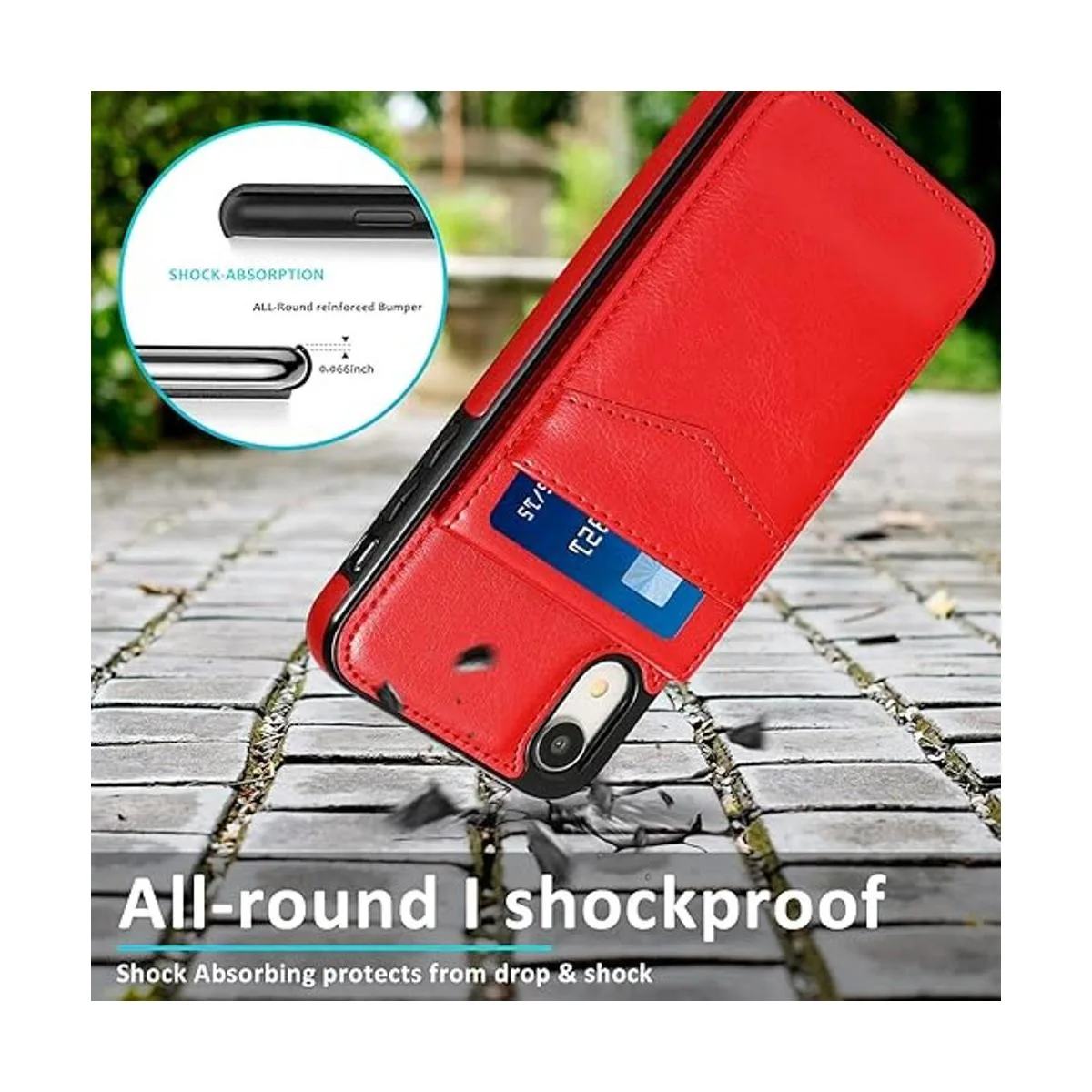 Seabaras Funda tipo cartera para iPhone XR con tarjetero_5