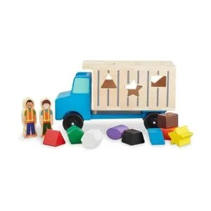 Camión de madera con 9 piezas coloridas y 2 figuras para_6