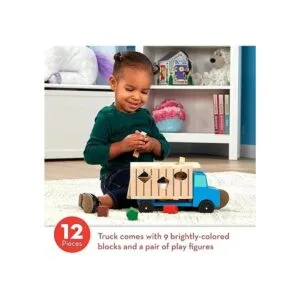 Camión de madera con 9 piezas coloridas y 2 figuras para_2