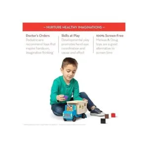 Camión de madera con 9 piezas coloridas y 2 figuras para_4