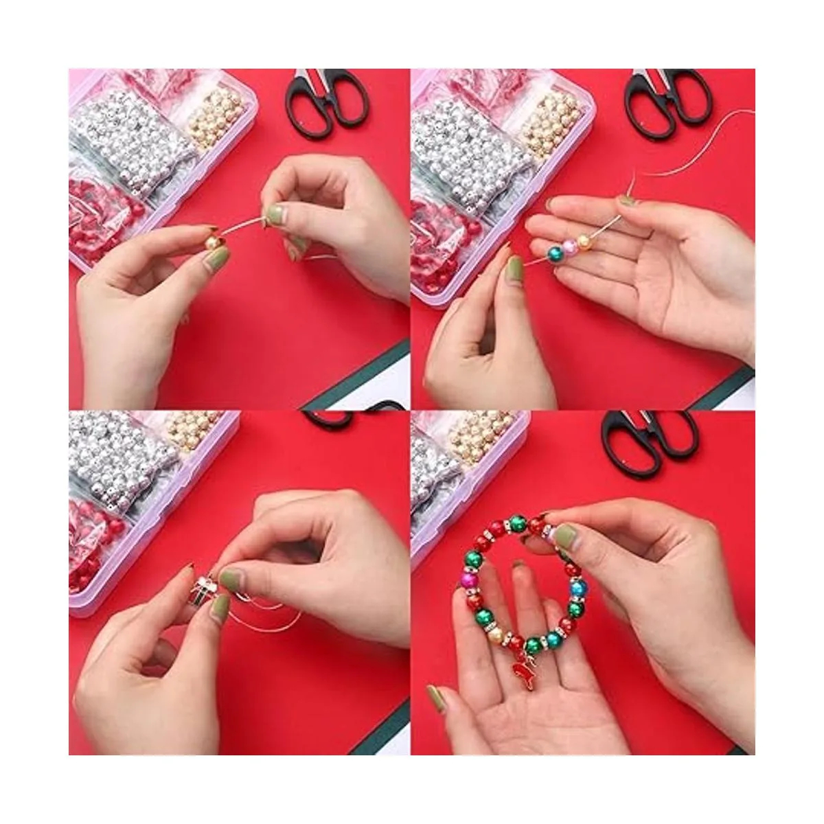 700 cuentas de Navidad para hacer joyas cuentas rojas y_4