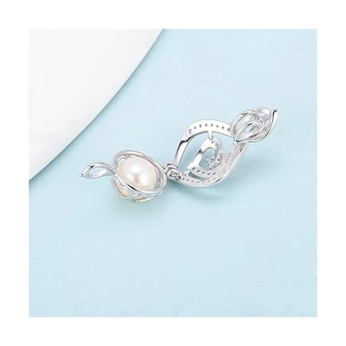 LGSY Colgantes de jaula de perlas trenzadas de plata de_3