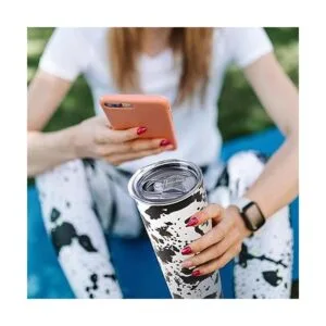 Mhrevyi Vaso delgado con estampado de vaca con tapa y_7