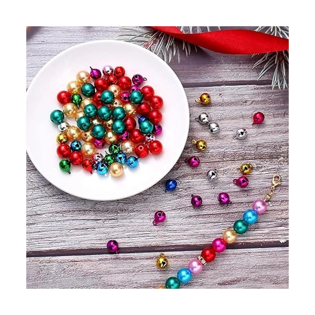 700 cuentas de Navidad para hacer joyas cuentas rojas y_3