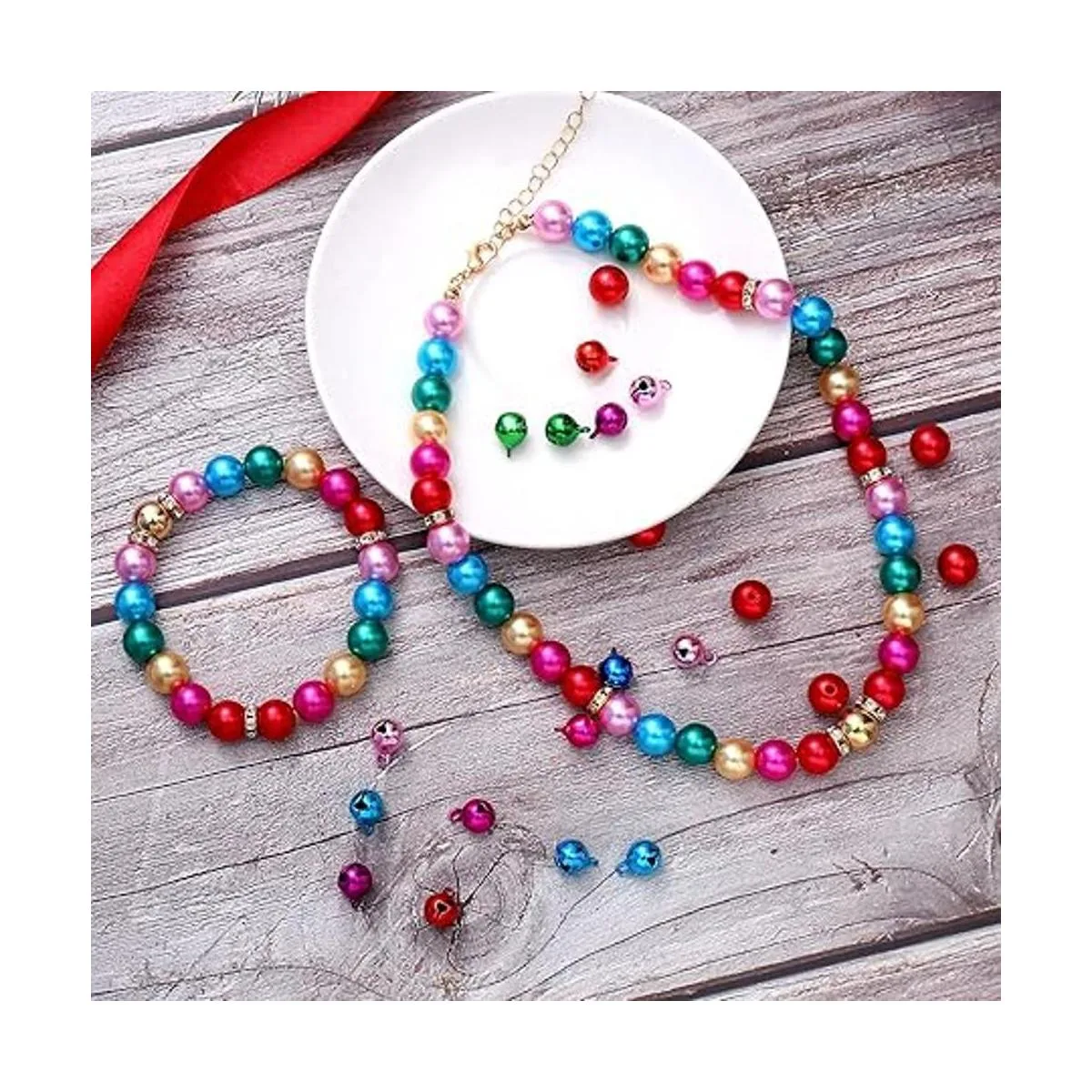 700 cuentas de Navidad para hacer joyas cuentas rojas y_5