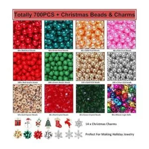 700 cuentas de Navidad para hacer joyas cuentas rojas y_2