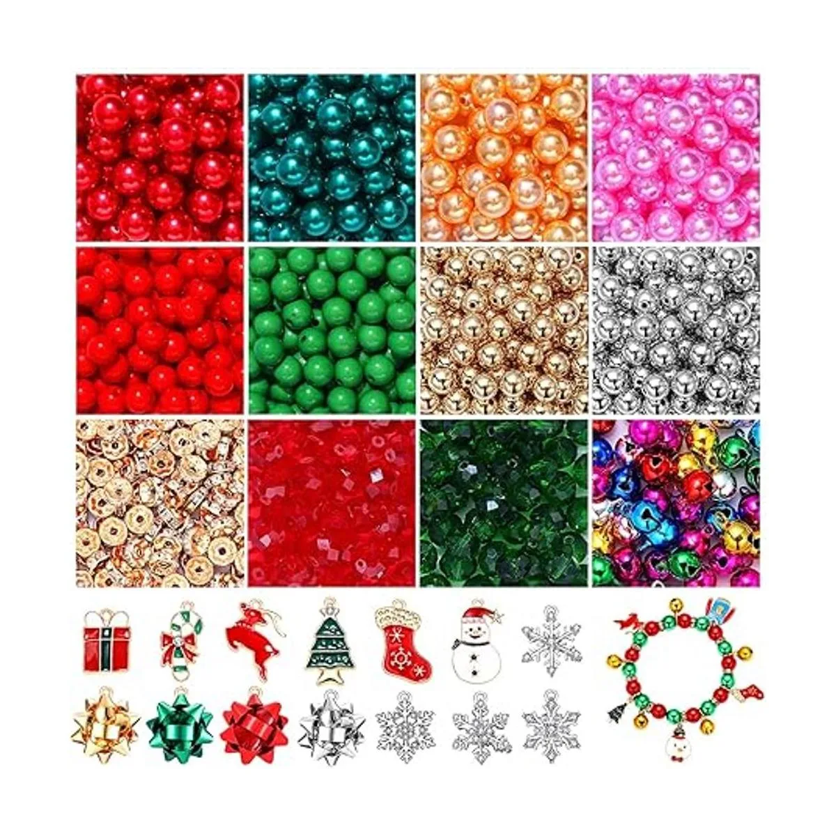 700 cuentas de Navidad para hacer joyas cuentas rojas y_1