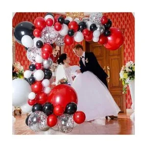 Kit de arco de guirnalda de globos de color rojo negro_3
