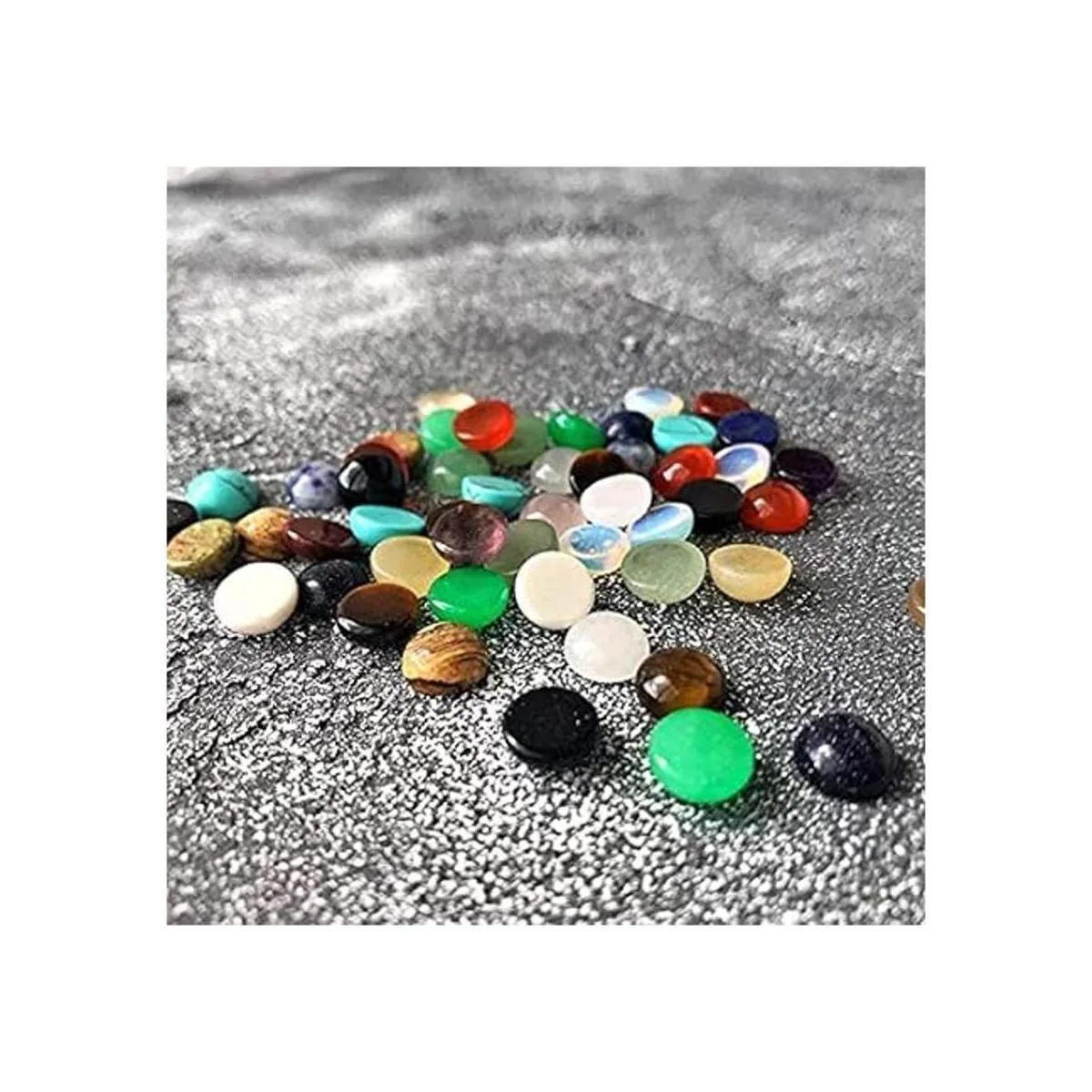 Cuentas de piedra de cabujón redondas naturales colores_2