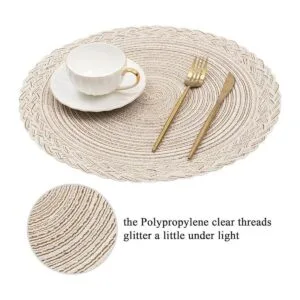 SHACOS Juego de 6 manteles individuales redondos tejidos_4