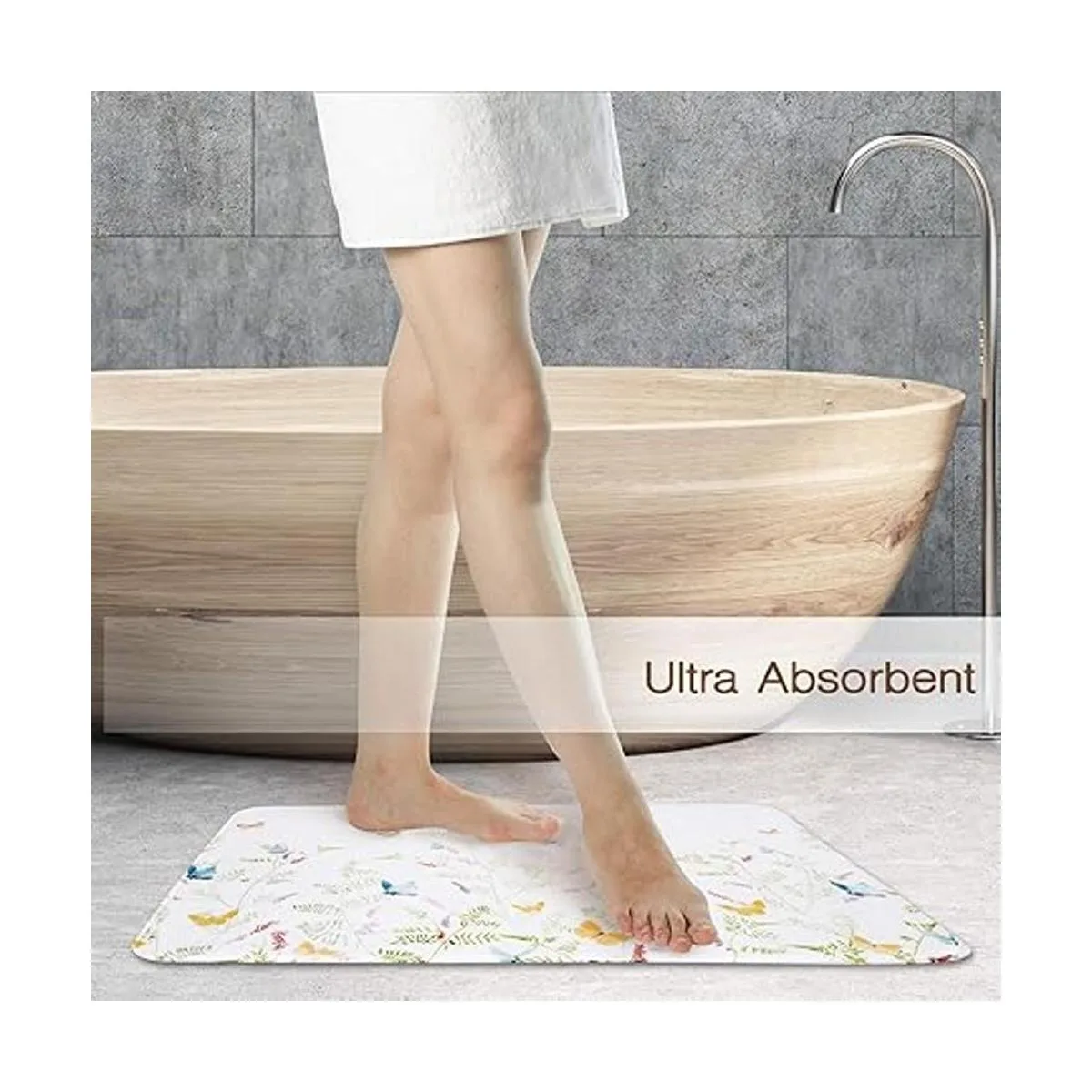 LIVILAN Alfombra de baño con diseño de flores y_5