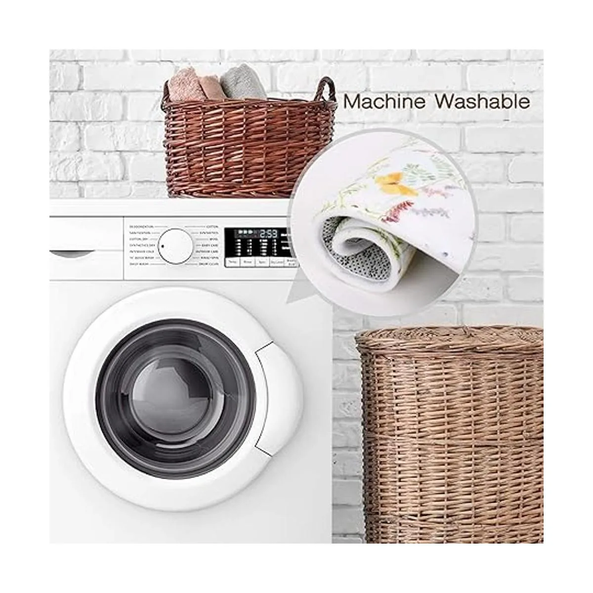 LIVILAN Alfombra de baño con diseño de flores y_6