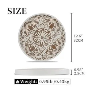 Hanobe Bandeja decorativa redonda de madera bandeja_5