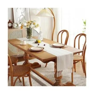 Wracra Camino de mesa de lino rústico estilo granja_7