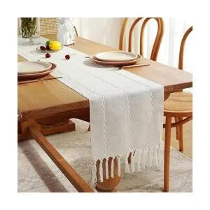 Wracra Camino de mesa de lino rústico estilo granja_6