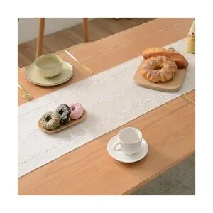 Wracra Camino de mesa de lino rústico estilo granja_4