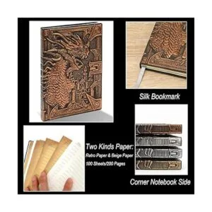 Cuaderno de escritura 3D Dragon DND diario vintage de_3