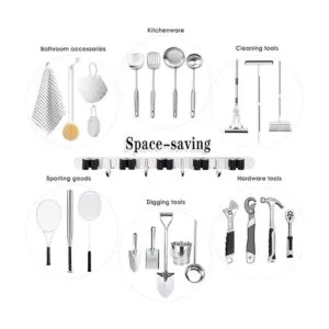 5 Racks and 4 Hooks Mop and Broom Holder Wall Mount Broom_3