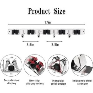 5 Racks and 4 Hooks Mop and Broom Holder Wall Mount Broom_4
