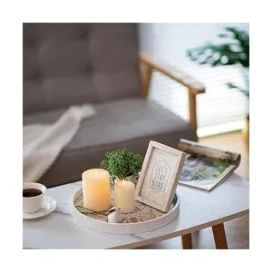 Hanobe Bandeja decorativa redonda de madera bandeja_2