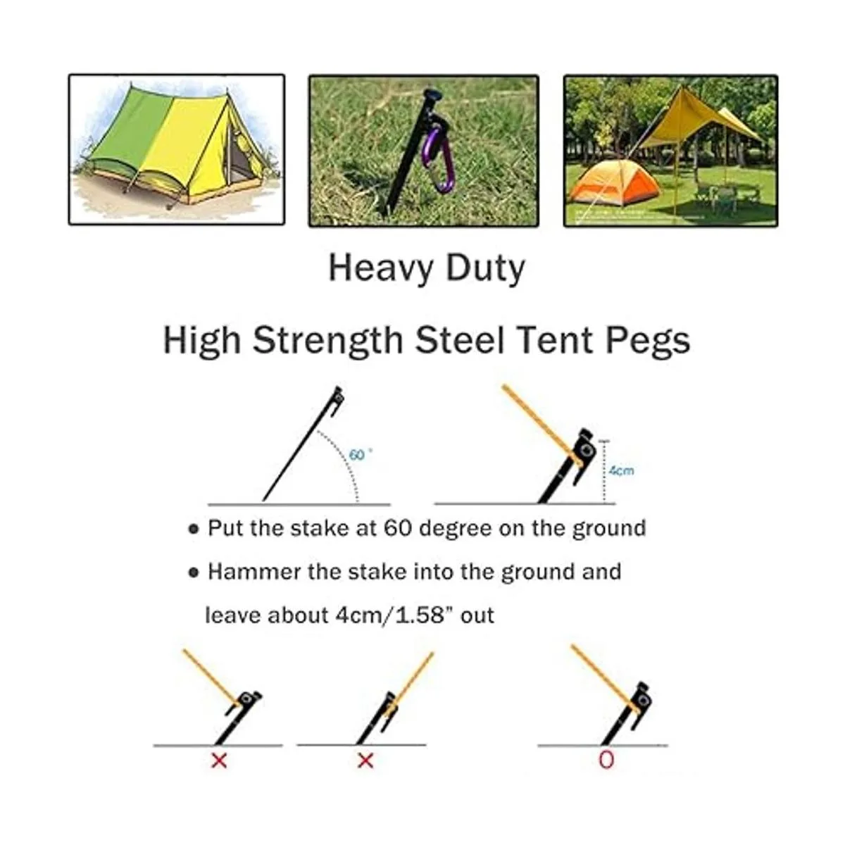 Paquete de 8 estacas de metal resistentes para tienda de_5