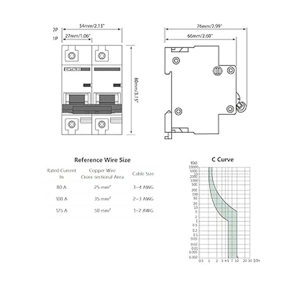 Chtaixi Disyuntor miniatura de CA 125 amperios 120 V240_6