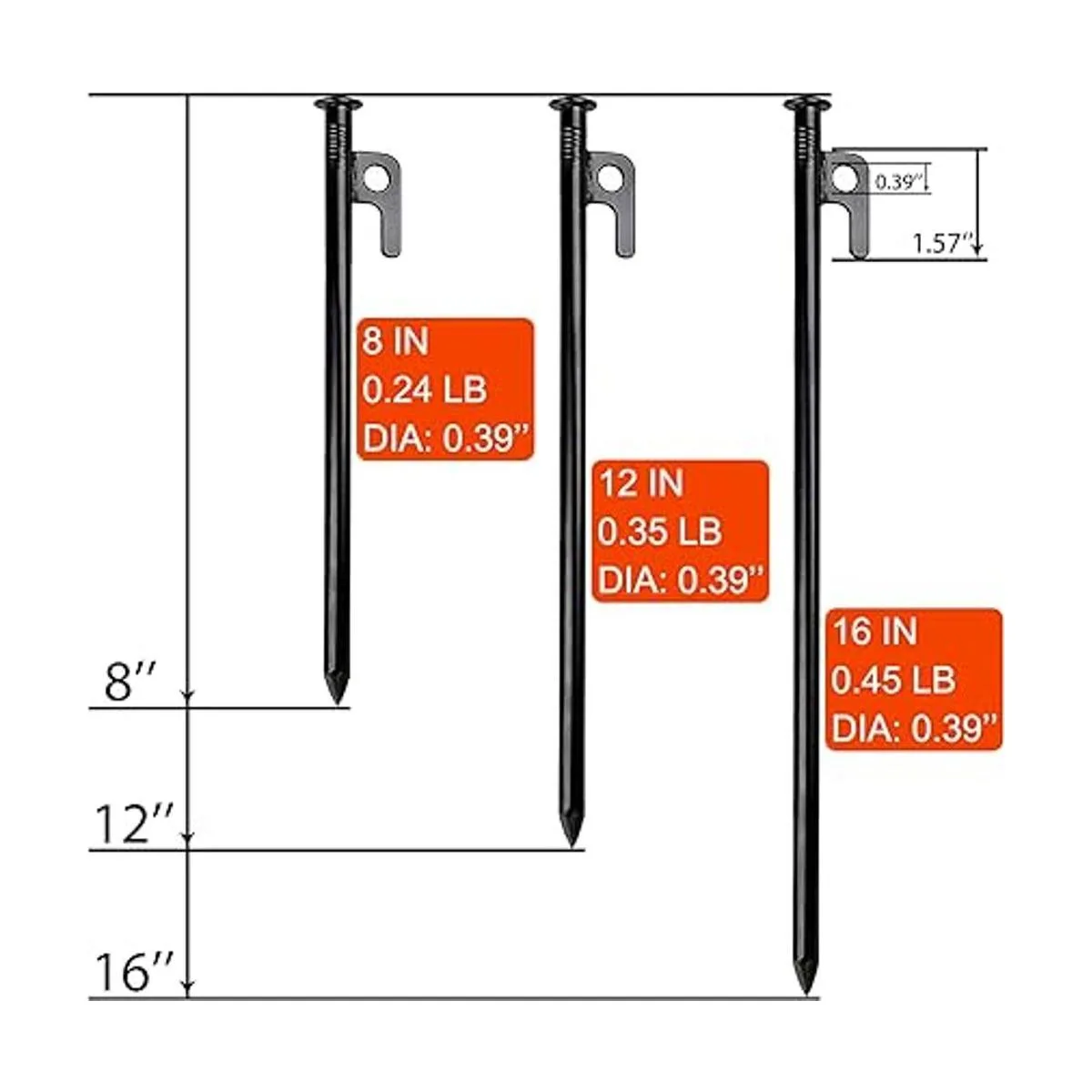 Paquete de 8 estacas de metal resistentes para tienda de_3