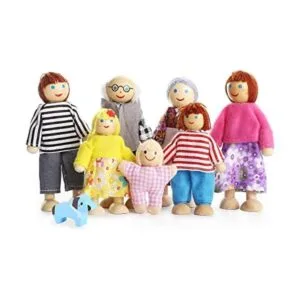 Juego de 7 figuras de madera de PUCKWAY con perro para_1