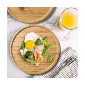 Bandeja de bambú para servir bandeja redonda de madera_4