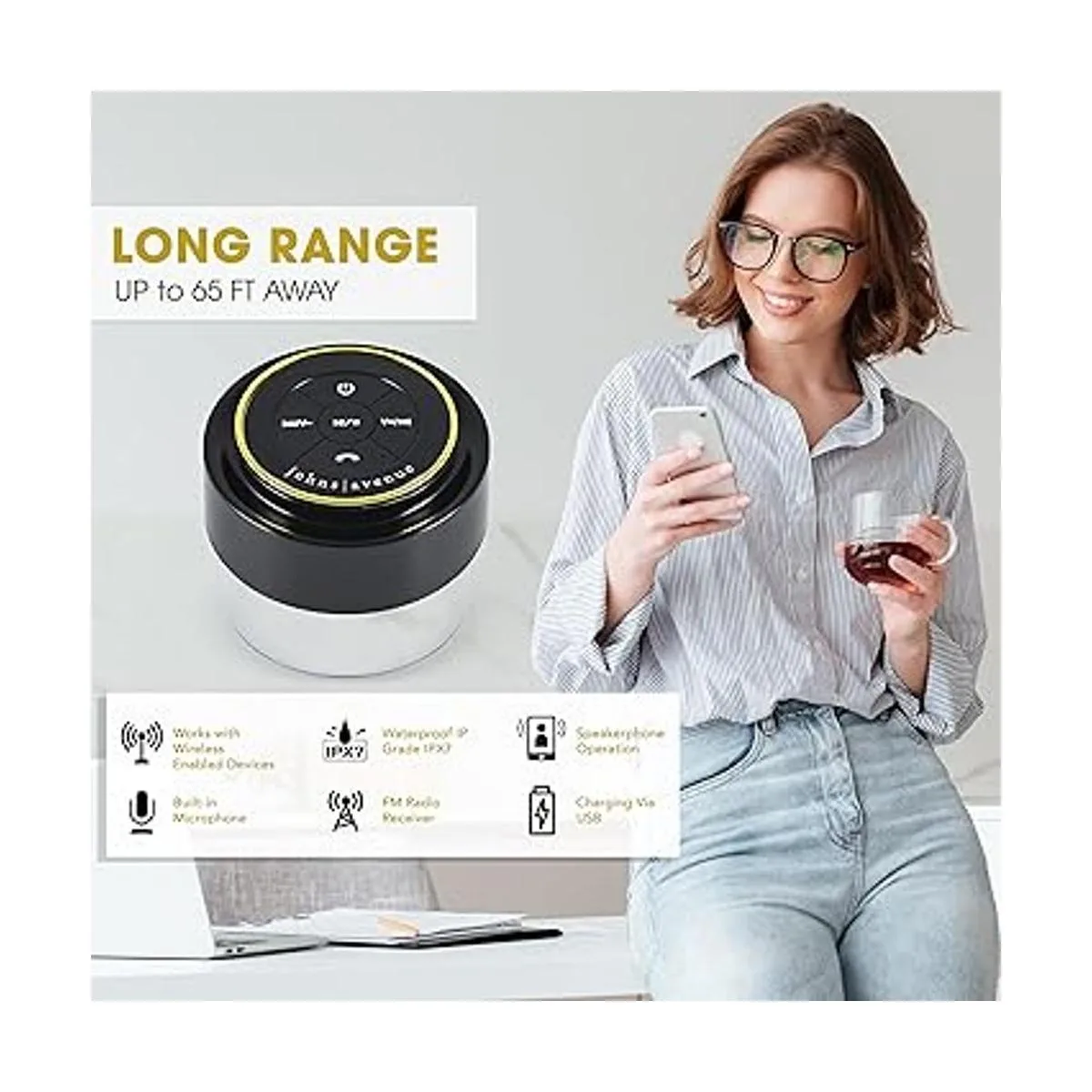 Altavoz portátil de ducha Bluetooth con funda de viaje la_5